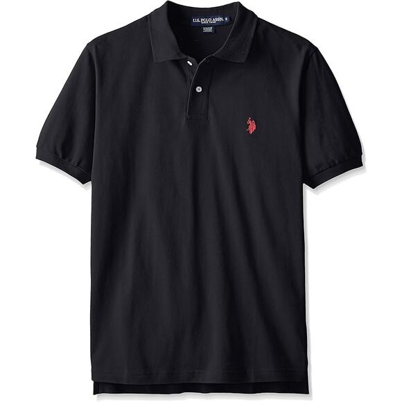 NWT Polo Men's Assn. Solid Pique Polo Black- Size L